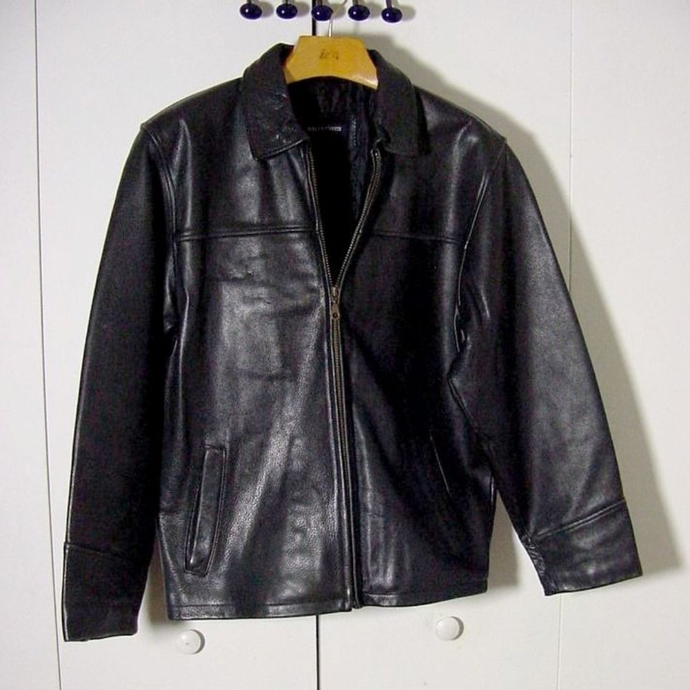 Vtg 90's Britches Black Leather Jacket Sz S